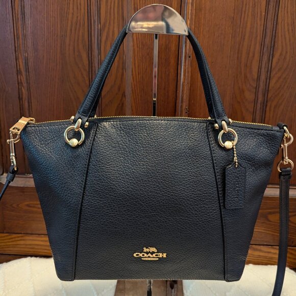 Coach Leather Handbag Casey Satchel C6229 Navy - Picture 1 of 14